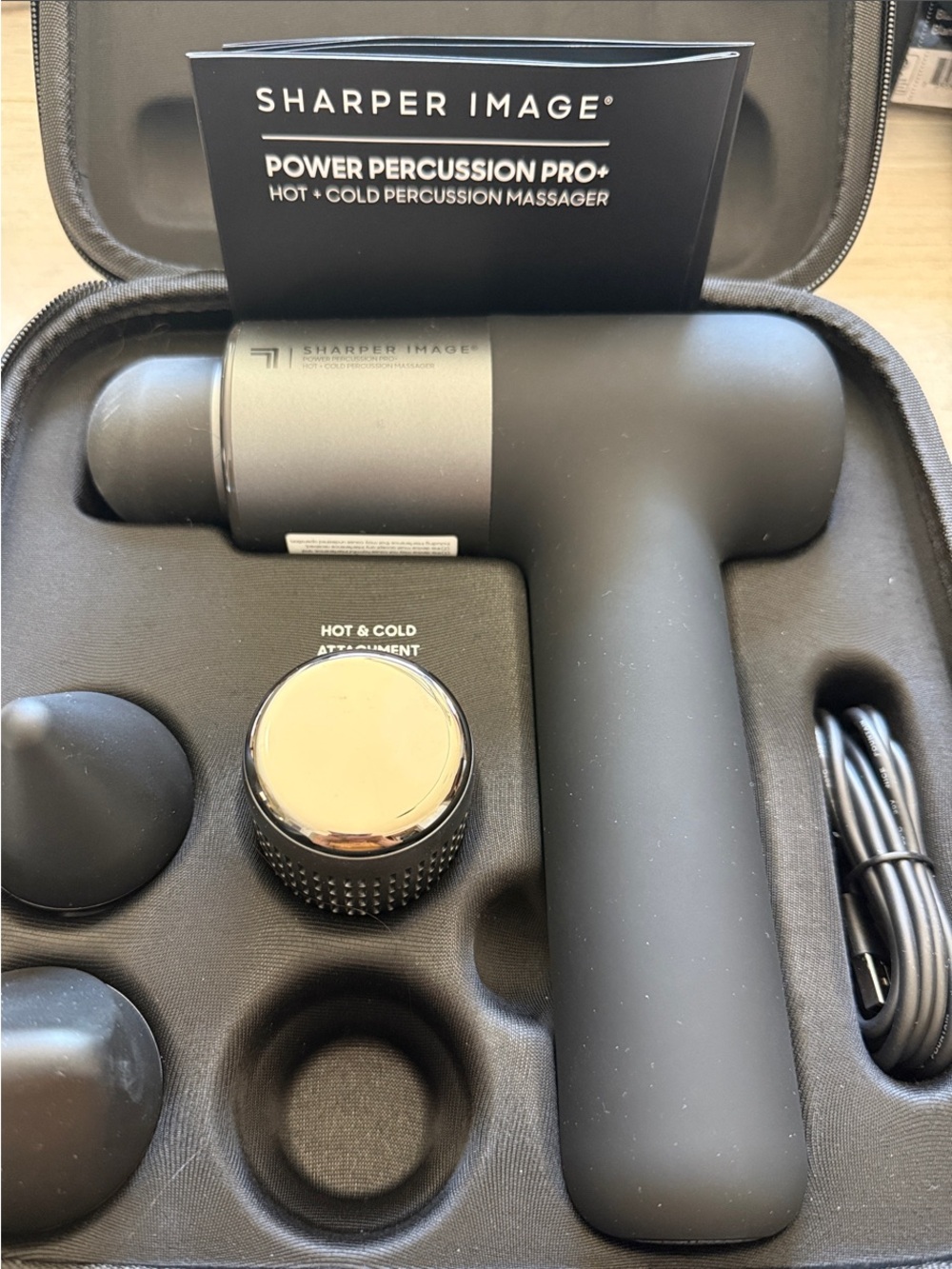 Sharper Image Matte Black Power Percussion Pro+ Massage Kit